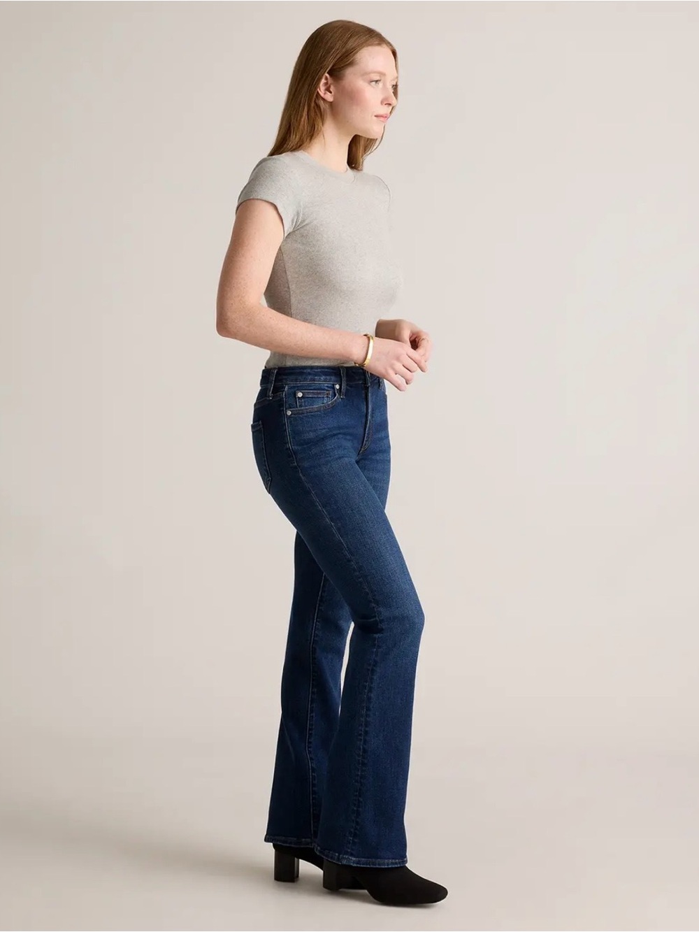 Quince Luna Stretch Flare Jeans 31L (Long) in Midnight Blue - Picture 10 of 13